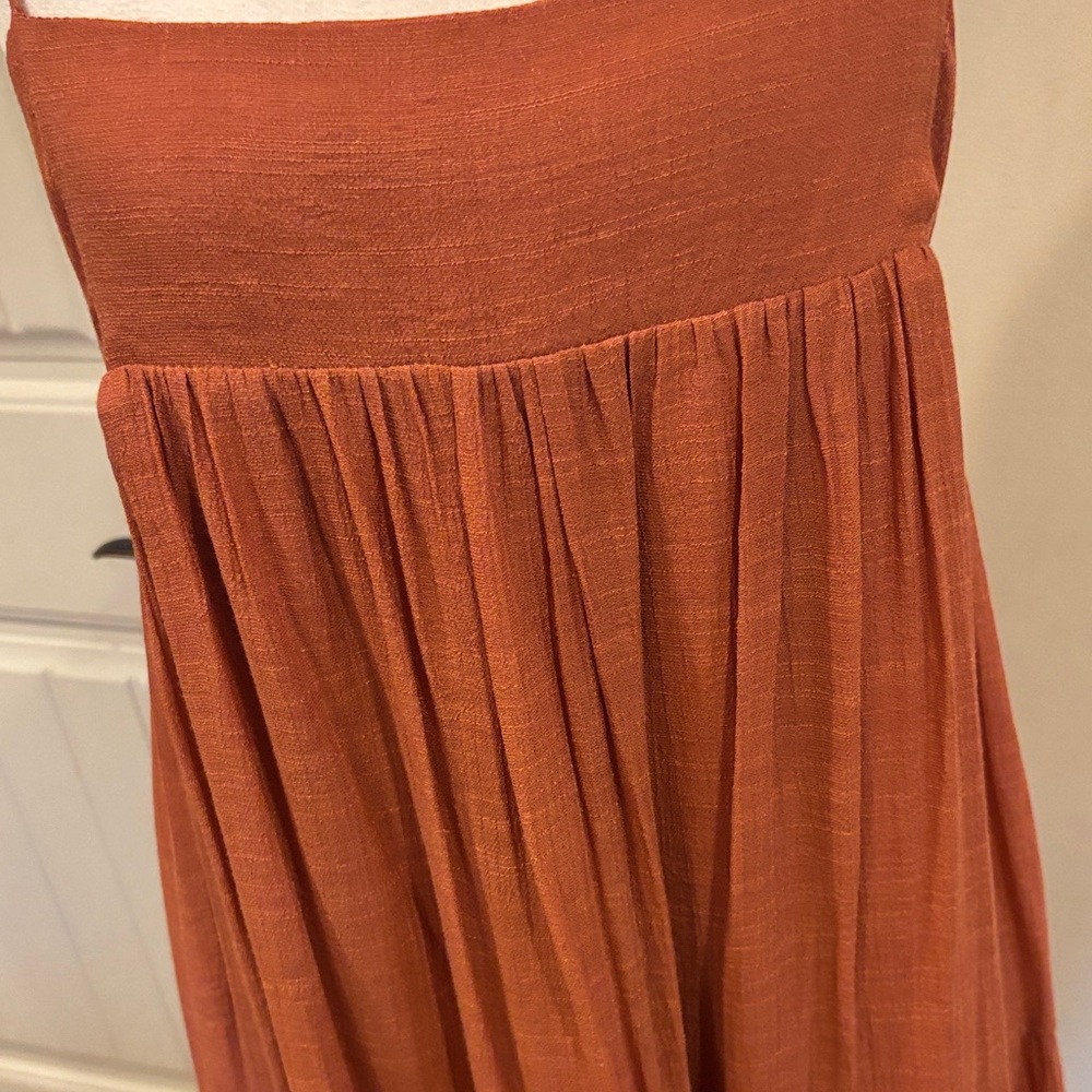 Rust Tiered Maxi Dress with Spaghetti Straps - Picture 4 of 5